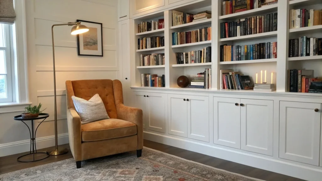Reading Nook Built‑In Bookshelves + Smart Lighting