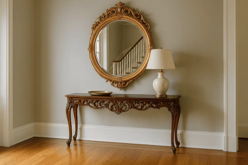 Entryway Ornate Console + Statement Mirror